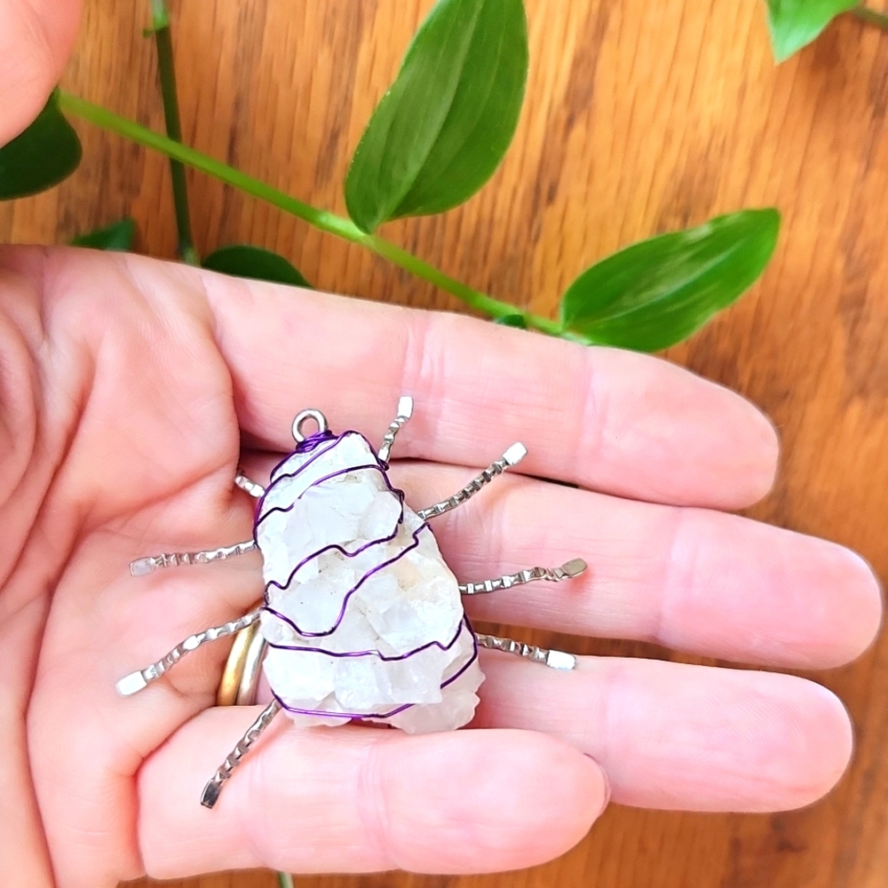 Spider pendant wire wrapped Raw quartz crystal cluster from Mount Ida Arkansas